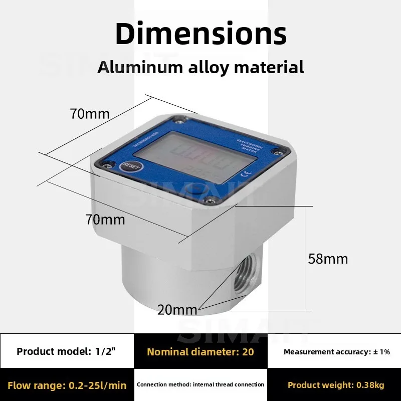 Oval Gear Flow Meter, Aluminum Alloy Liquid Meter, 2-minute 4-point Strip Instantaneous Total Cumulative High Accuracy