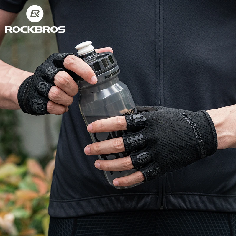 ROCKBROS guanti da ciclismo mezze dita antiscivolo Anti-sudore Anti Shock MTB guanti da bici da strada guanti da pesca Fitness ad alta elasticità