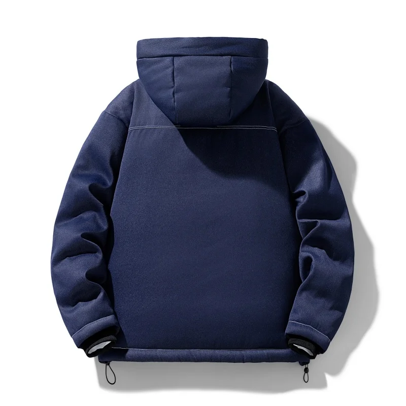 Winter Men Thicken Windproof Parka Outdoors Loose Keep Warm Hooded Jacket New Comfortable Solid Fashion Casual Versatile Coat