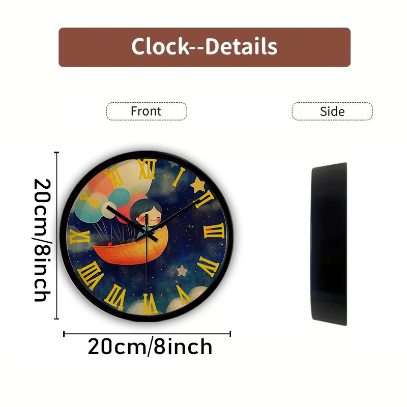 Fairy Tale World Cartoon Round Silent Hanging Wall Clock, Suitable For Living Room, School, Study Room,Bedroom, Children's Gifts