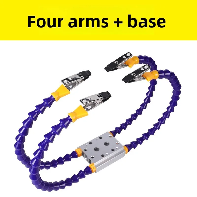 Lötstation mit 4/6 flexiblen Armen und Lötkolbenhalter, PCB-Schweißreparaturwerkzeug, Aluminiumlegierungsbasis, Schraubstock-Lötstation