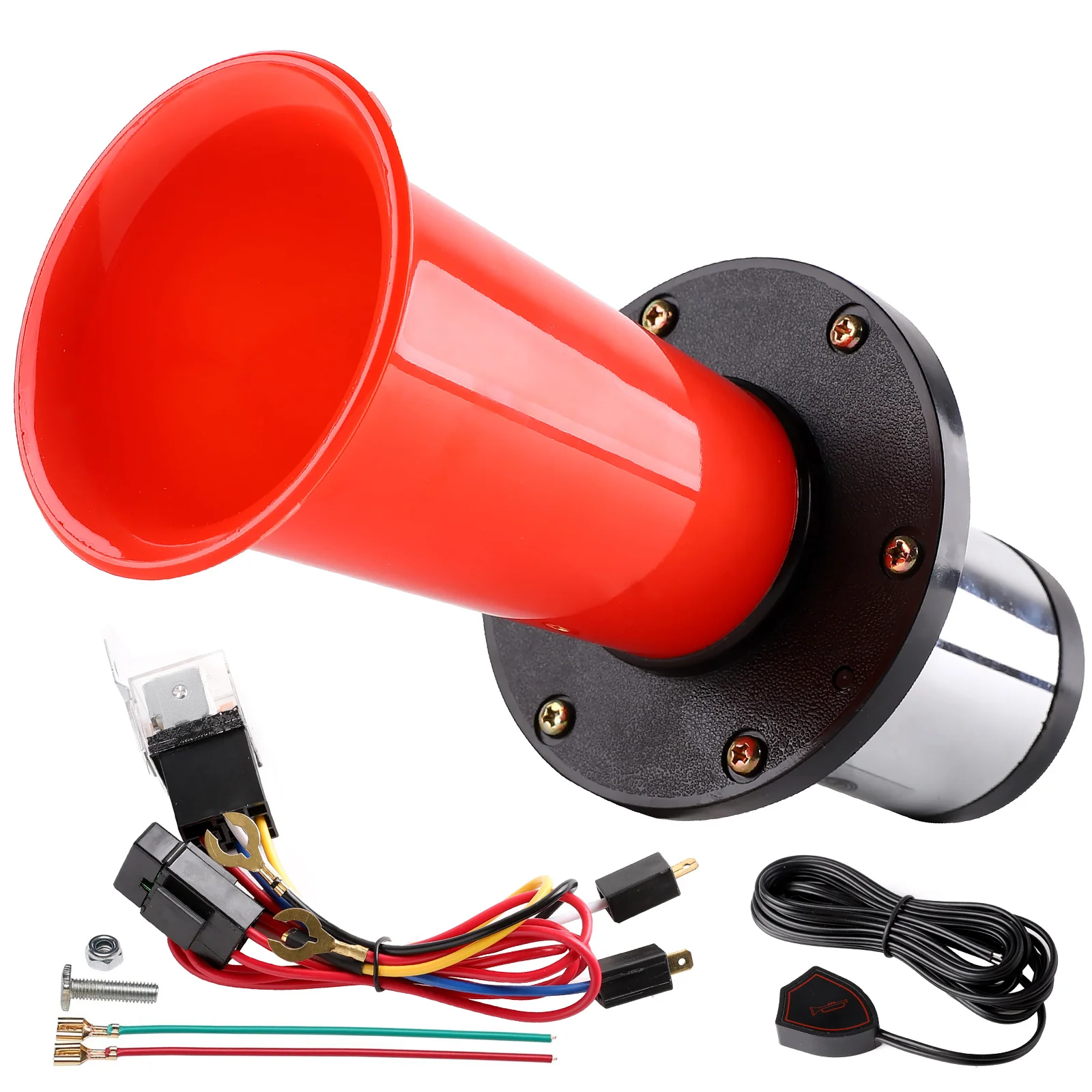 

Aooga Air Horn 12V Car Horn 110dB Antique Classic Car Horn With Air Pump Button And Relay Harness for Truck Car Motorcycle