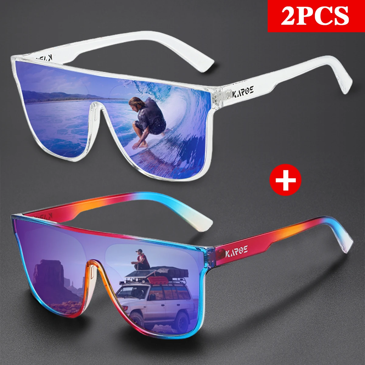 KAROS 2PCS Polarized Sunglasses For Party Travel And Fishing Adventure Men Women All In One Companion For Style And Performance