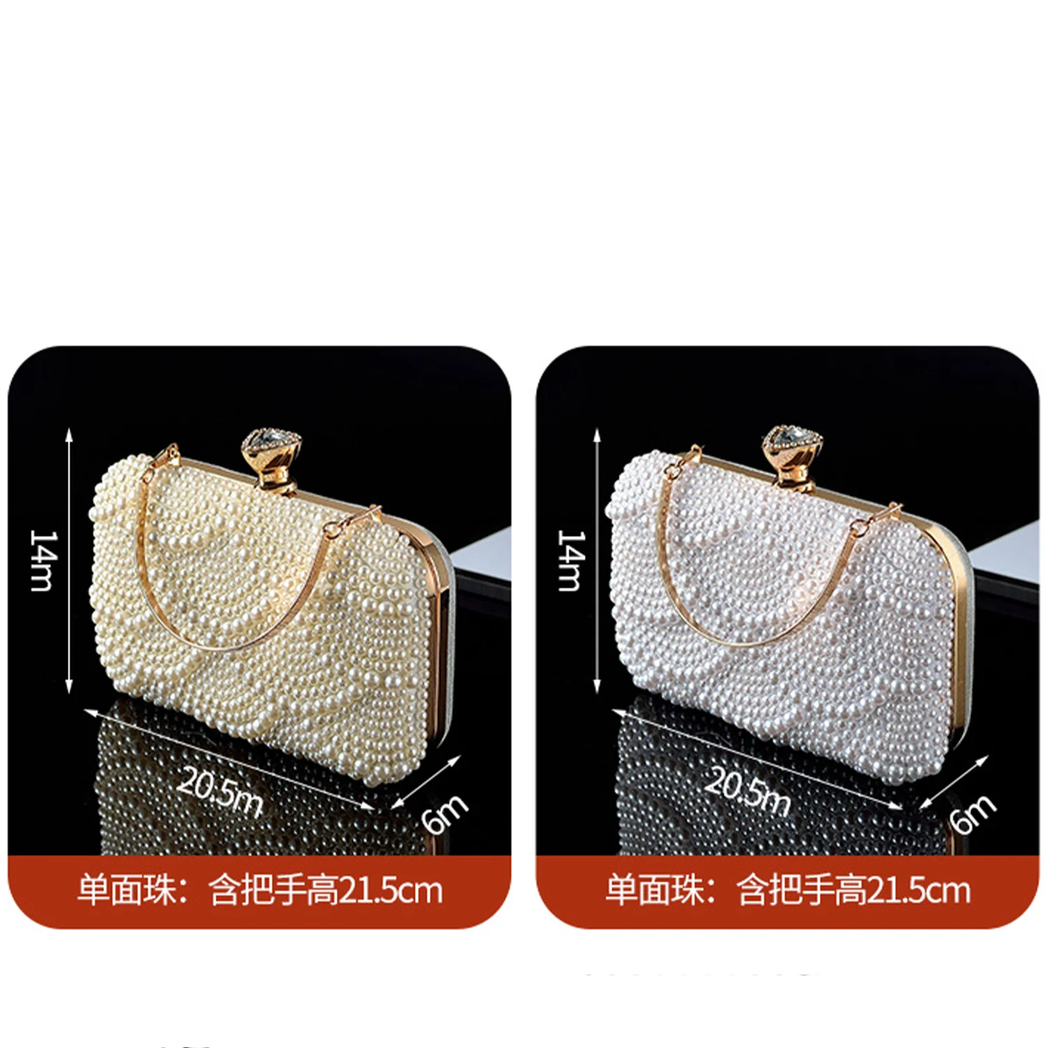 Luxury Diamond & Pearl Adorned Bridal Wedding Clutch Bag for Women One Shoulder Handbag Bling Prom Evening Party Bags White