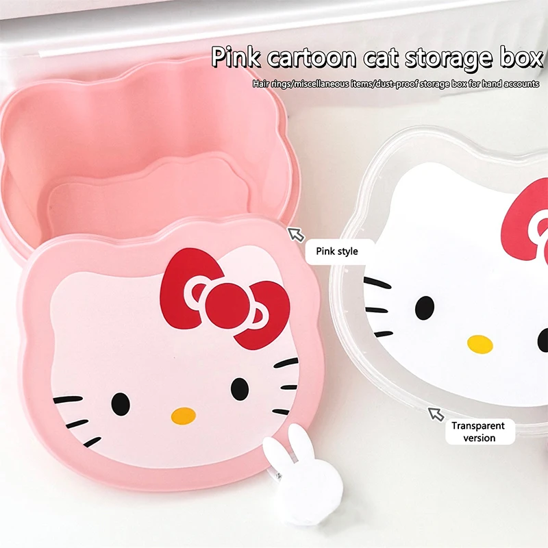 Sanrio Hello Kitty Storage Box Cartoon Melody Kt Cat Flip Cover Cotton Swabs Cotton Pads Stationery Jewellery Organisation Gifts