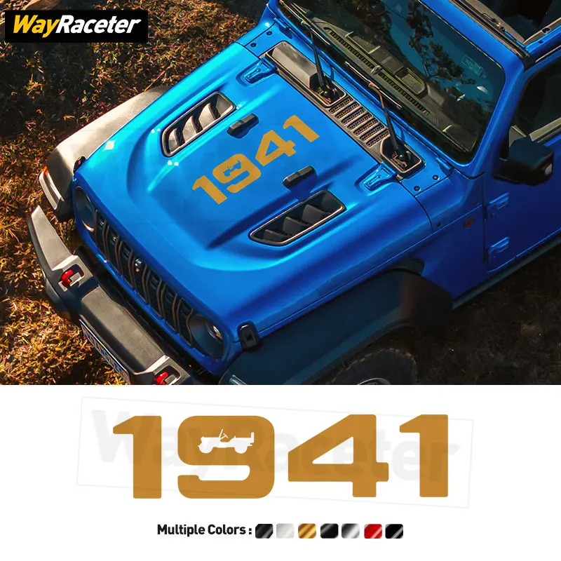 

Car Engine Cover Carbon Fiber Vinyl Decal 1941 Willys Sticker For Jeep Gladiator JT 2025 & Wrangler JL Rubicon Unlimited Sport
