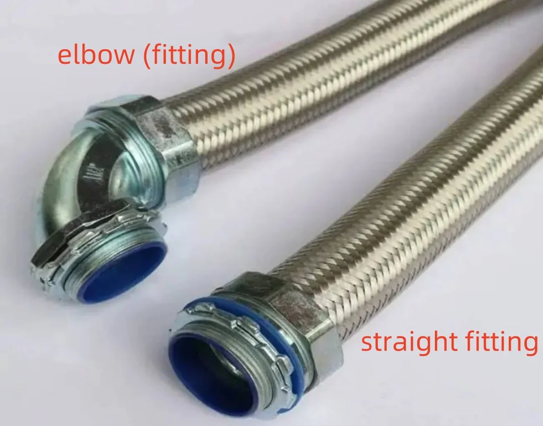 304 stainless steel CNC machine tool lathe metal explosion-proof wiring pipe elbow straight head braided metal flexible hose