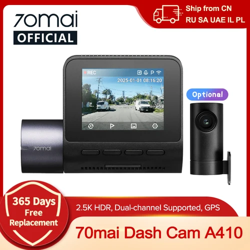 70mai Dash Cam A410 True 2.5K HDR doble canal compatible F1.55 apertura GPS 24H estacionamiento máximo 256GB coche DVR 70mai A410 70mai A400
