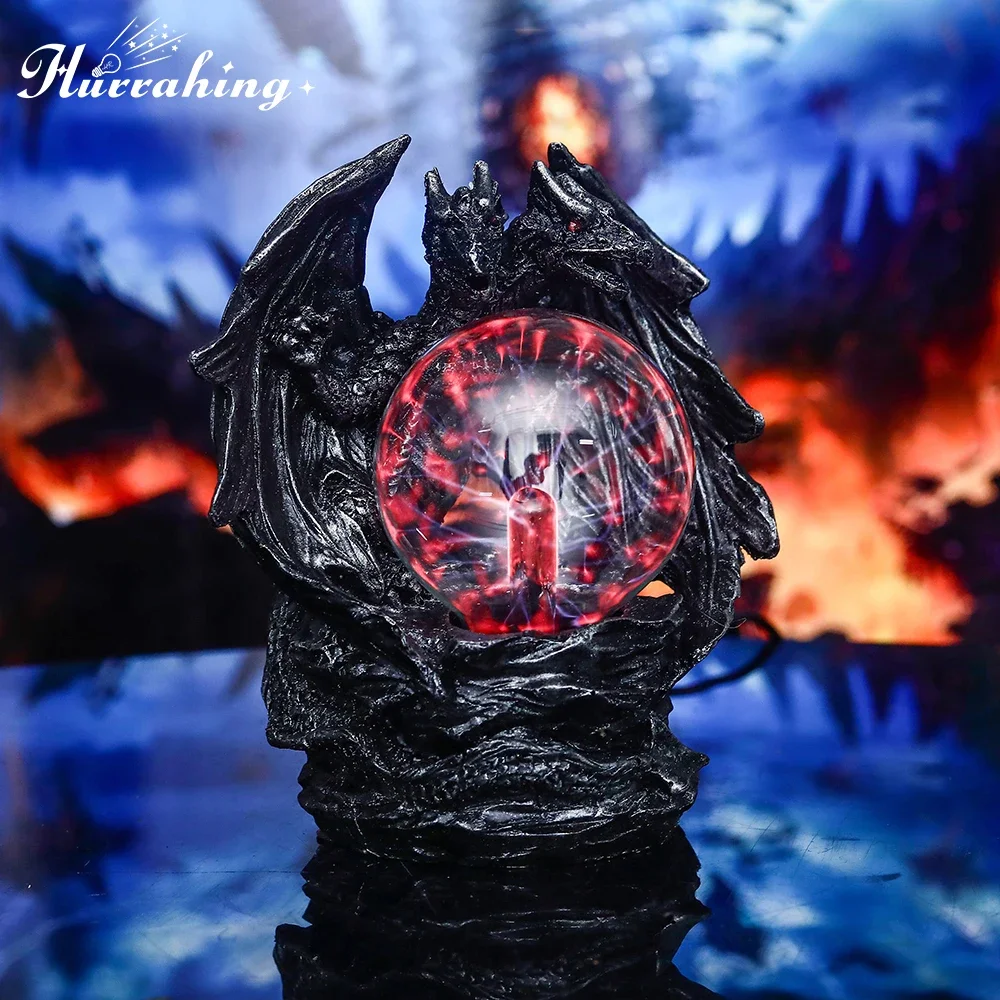 Hurrahing برأسين الزاحف المجنح مصباح بلازما 4 بوصة الغلاف الجوي ليلة ضوء سطح المكتب ديكور هالوين هدية بيع #1
