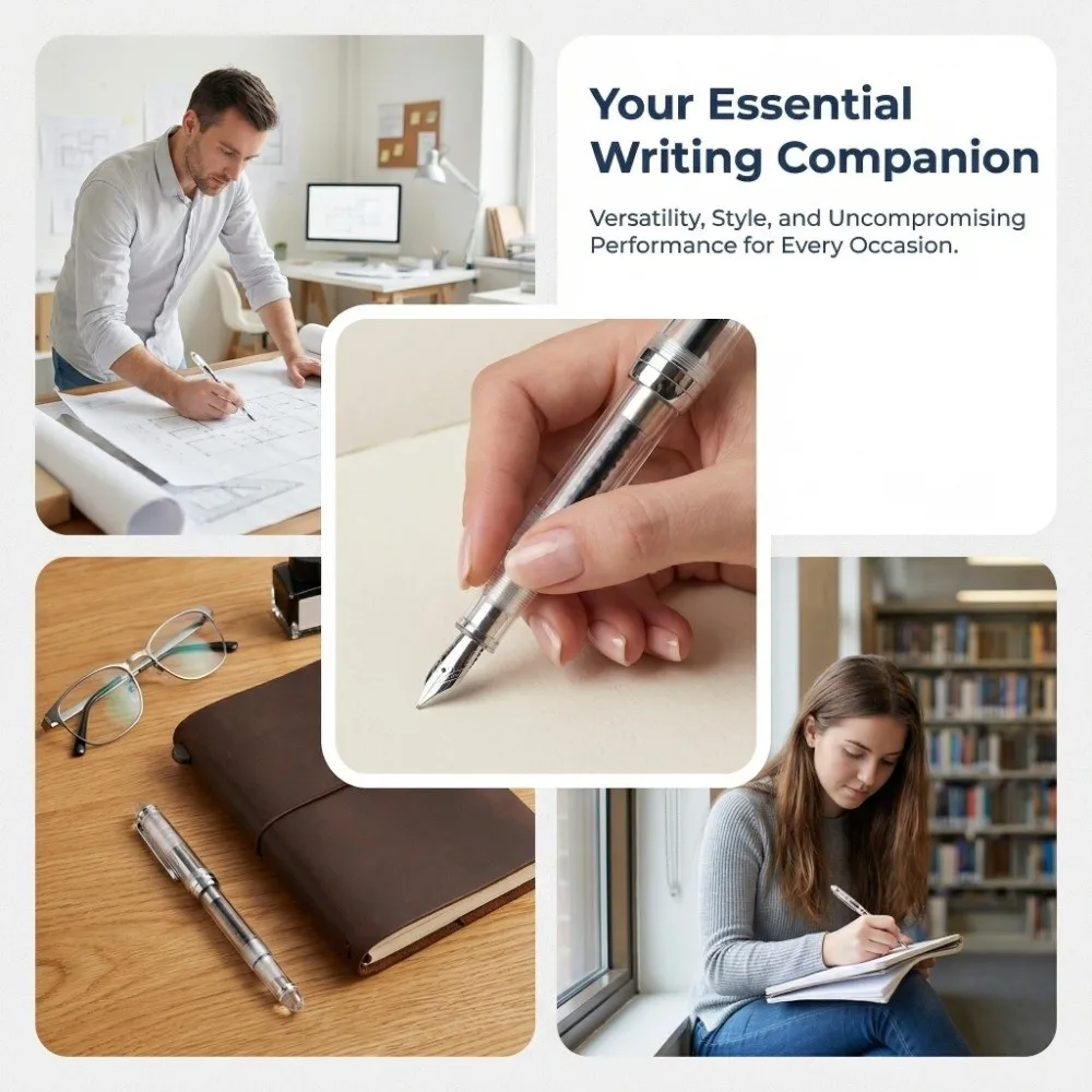 Stationery Acrylic Body Fountain Pen Iridium Nib 0.5mm Nib Writing Pen Fashionable Transparent Sign Pen Journaling