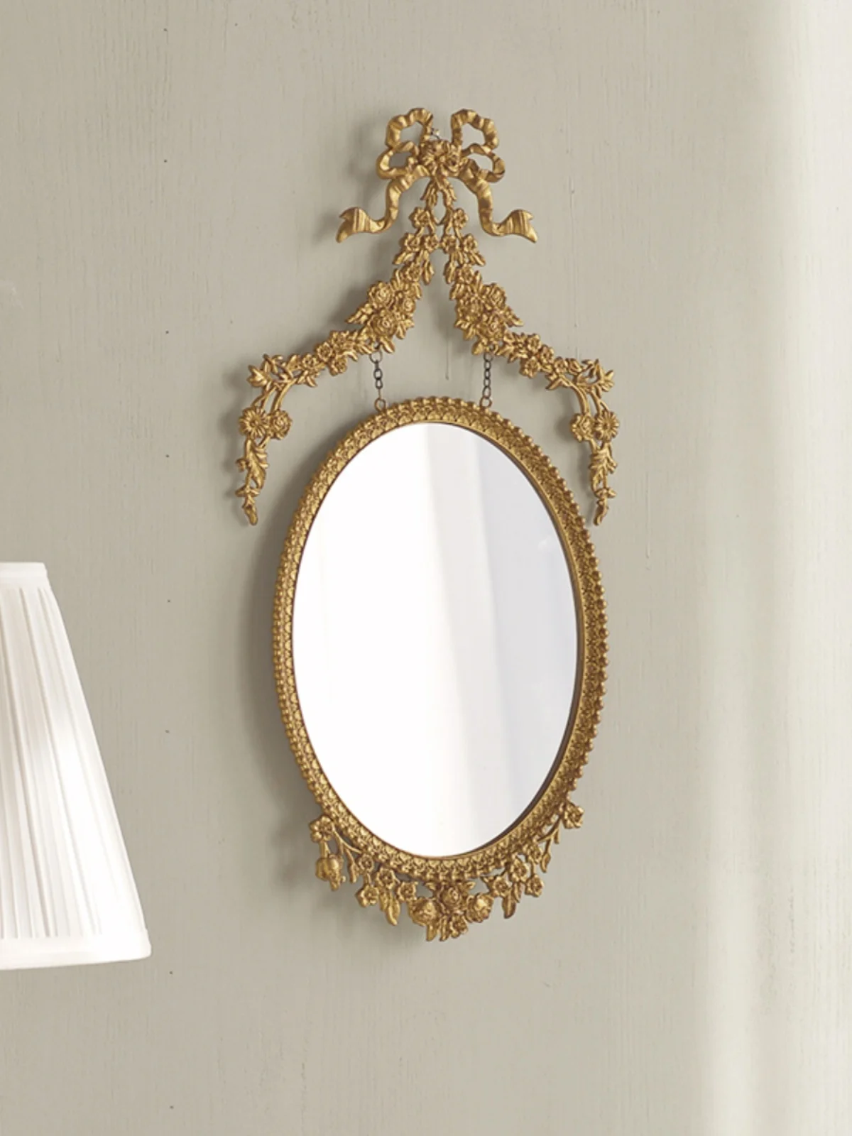 

JZ016 European French Palace Style Golden Carved Bedroom Dressing Table Makeup Mirror Background Wall Decoration Wall Hanging