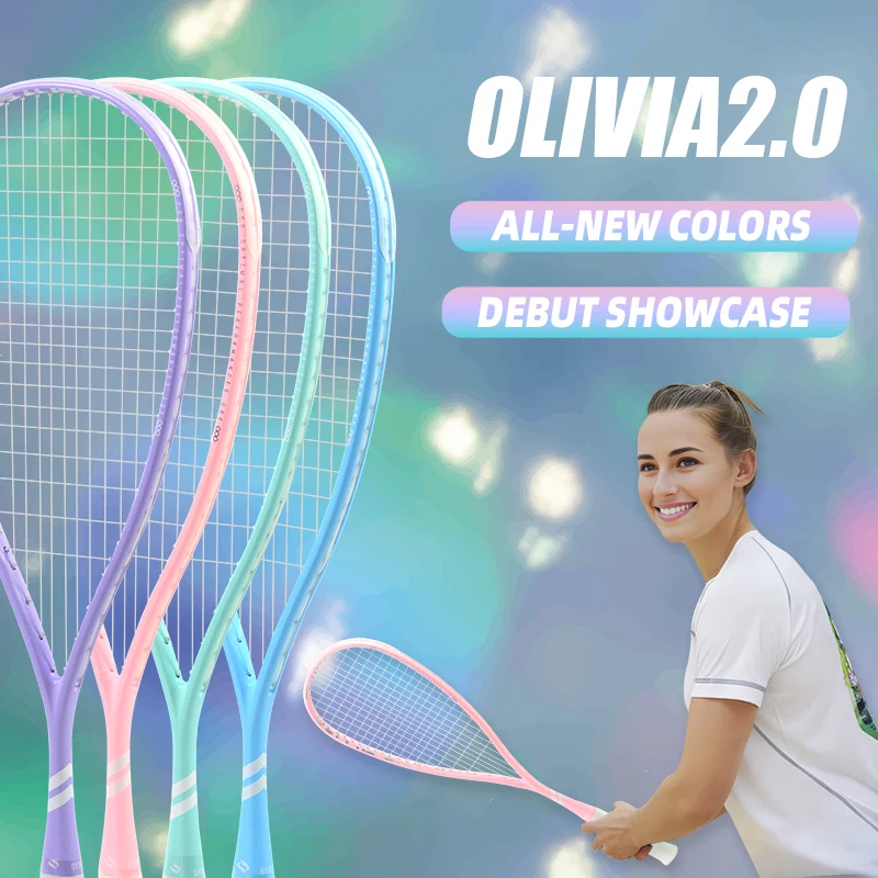 Olivia2.0 100% Full Carbon Fiber Squash Racquet Ultralight Elite Performance 14x18 String Pattern Professional Tournament