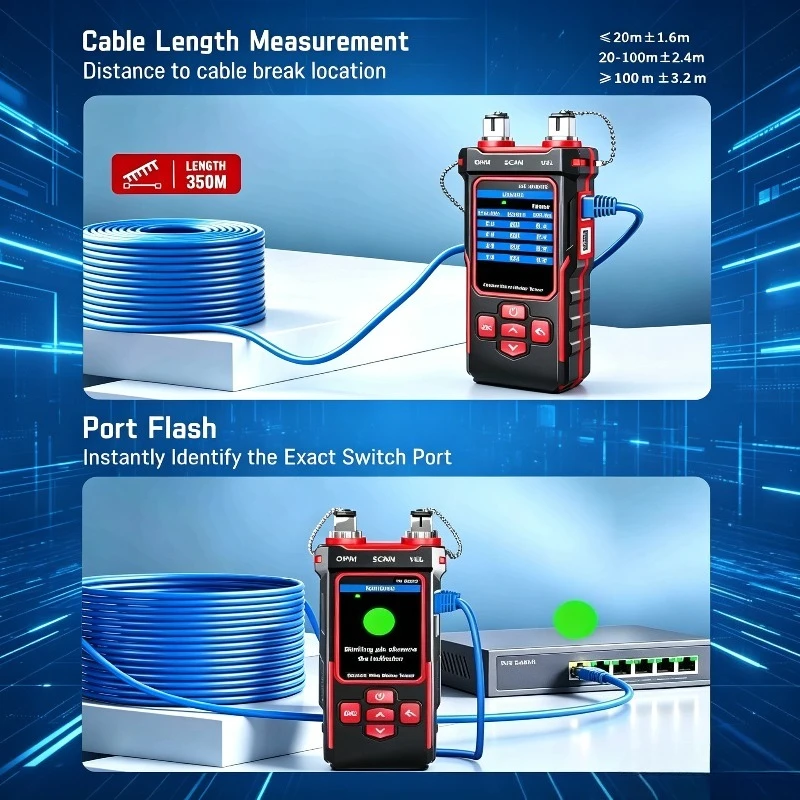 Network Cable Tester Optical Power Meter NCV PoE Detector, Wire Tracer for RJ45 RJ11 CAT3‑CAT6 Fiber Telephone Line NF‑859GT view 4