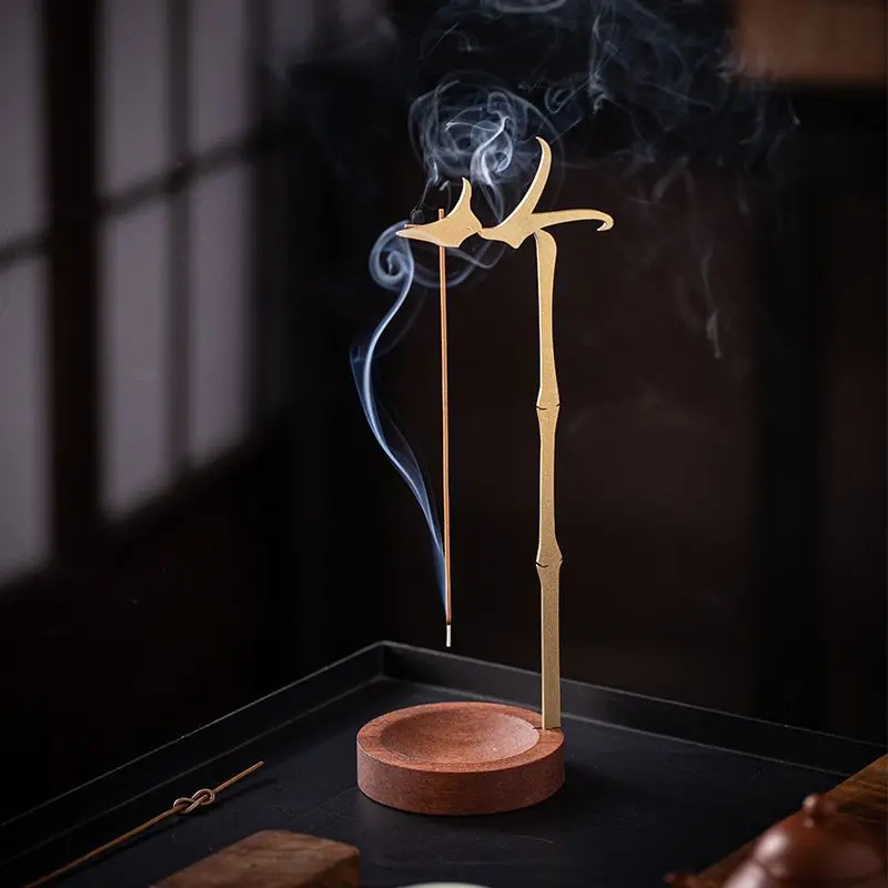 CZ bamboo character upside down incense plug line   seat tray  aromatherapy stove base sandalwood burner bottom support incense