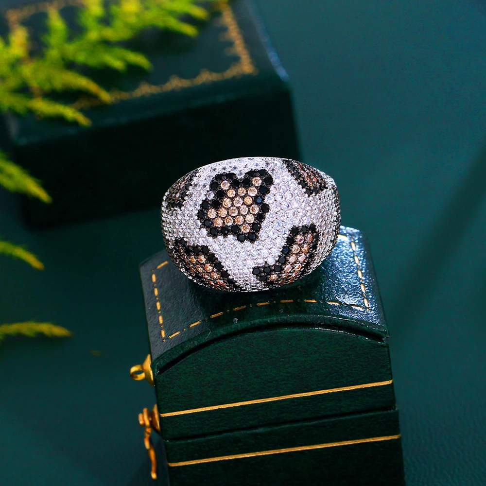 ThreeGraces elegancka wielokolorowa cyrkonia Leopard wzór węża duży pierścionek zaręczynowy dla kobiet szykowna biżuteria dla nowożeńców R313