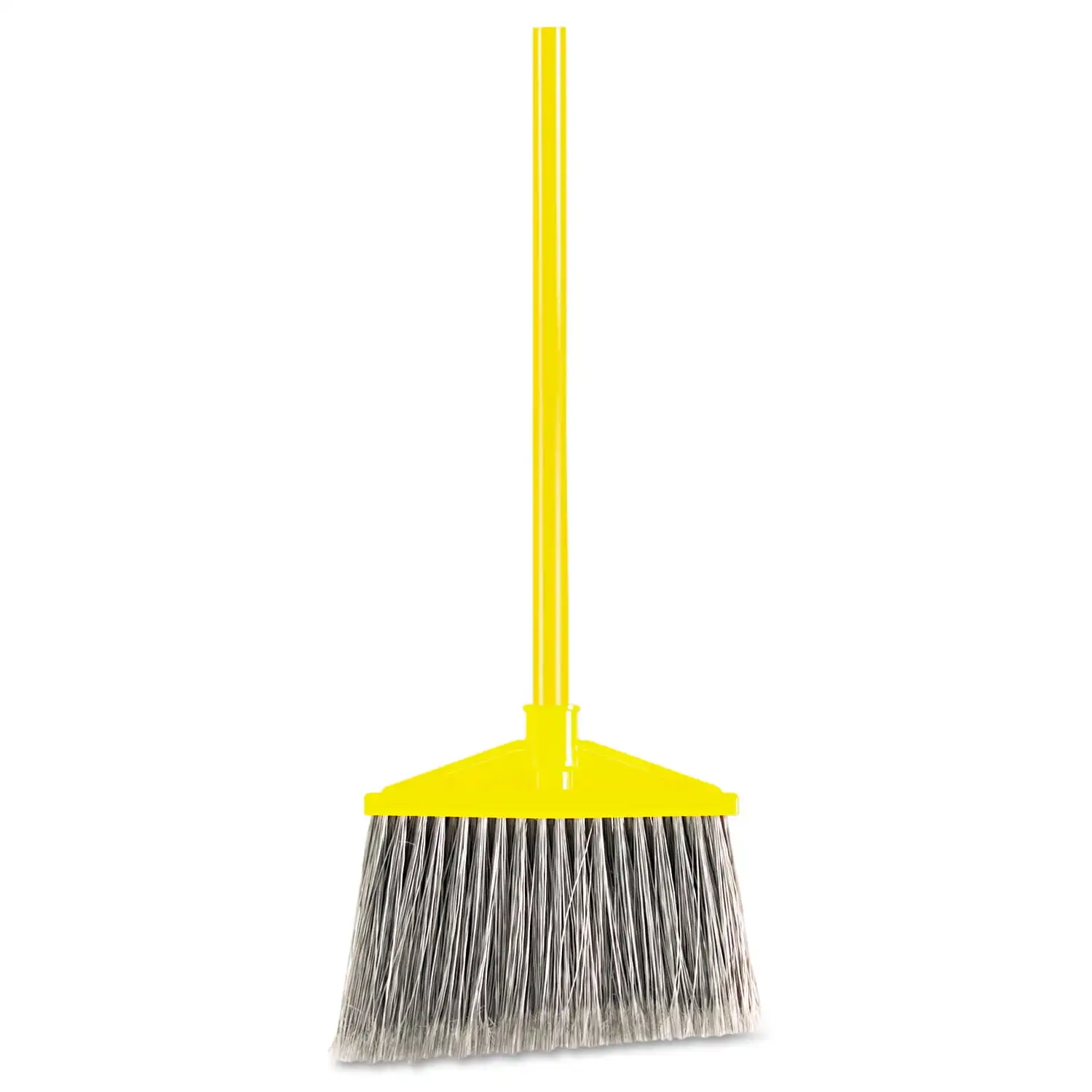 

Products Angled Large Broom, Poly Bristles, 46 7/8" Metal Handle, Yellow/gray