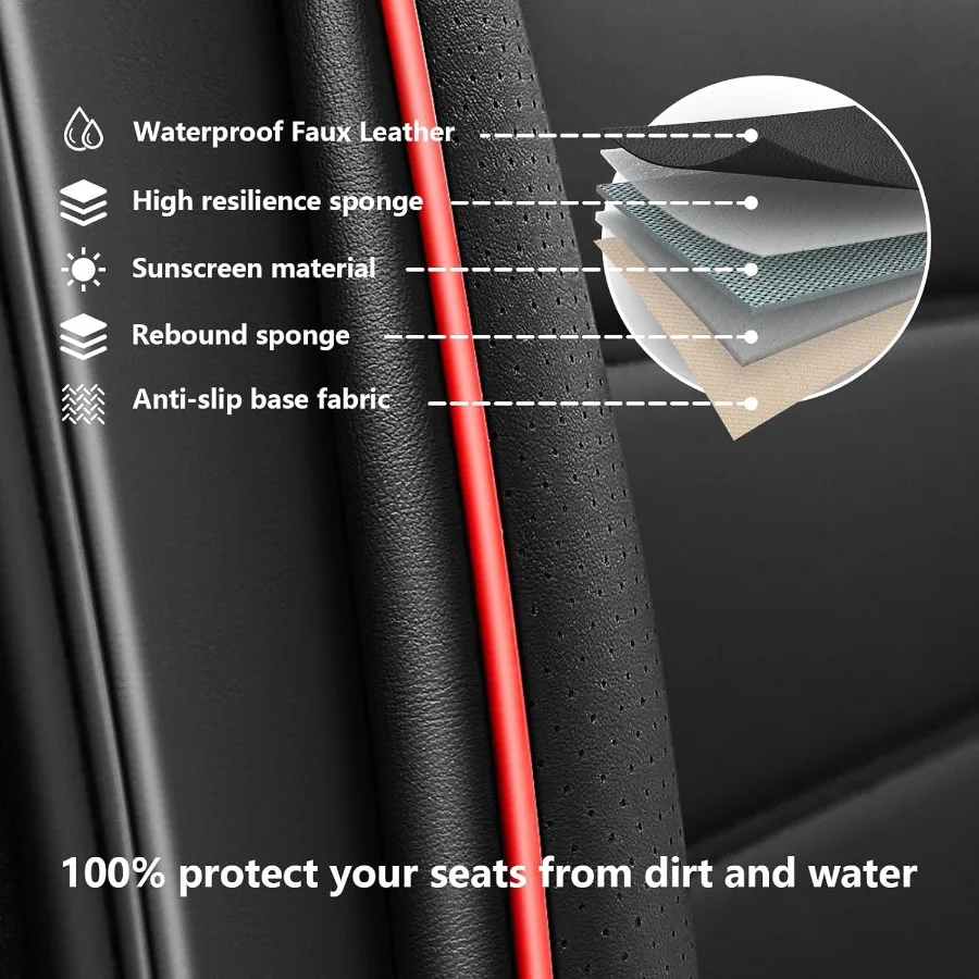 يصلح لسوبارو Crosstrek مقعد يغطي 20162026 مقاوم للماء مقاومة للبقع قسط غطاء مقعد من الجلد التغطية الكاملة مقعد حامي #5