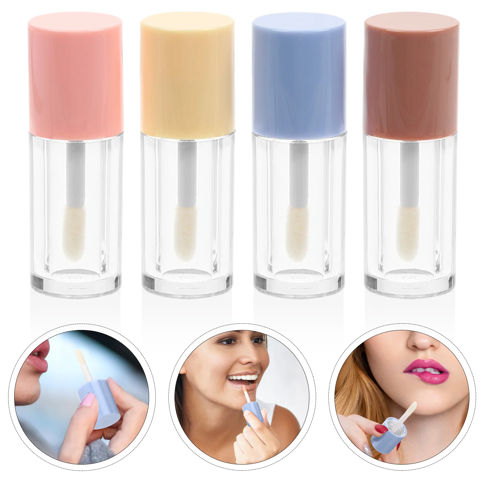 4Pcs Transparent Lip Gloss Tubes Empty Lipstick Holders Leakproof Refillable Clear Containers Compact Travel Lip Gloss