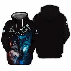 Fashion Graphic Wolf Men's Fashion 3D Print Hoodie Streetwear Hoodies Long Sleeve Hooded Print Front Pocket  Hoodie Sweatshirt