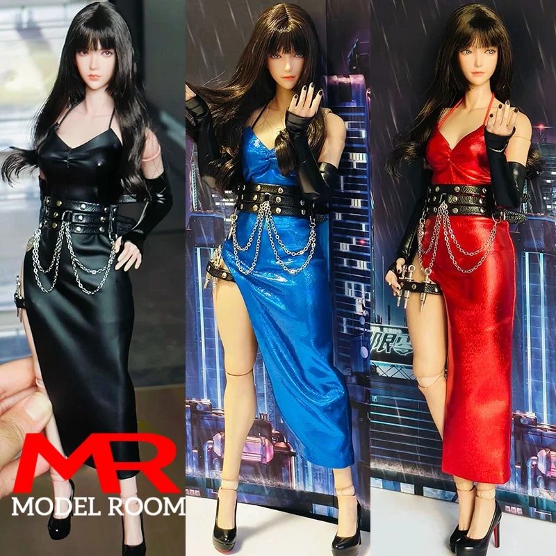1/6 Scale Female Spaghetti Strap High Slit Dress Evening Dress Clothes Model Fit 12 inch Soldier Action Figure Body