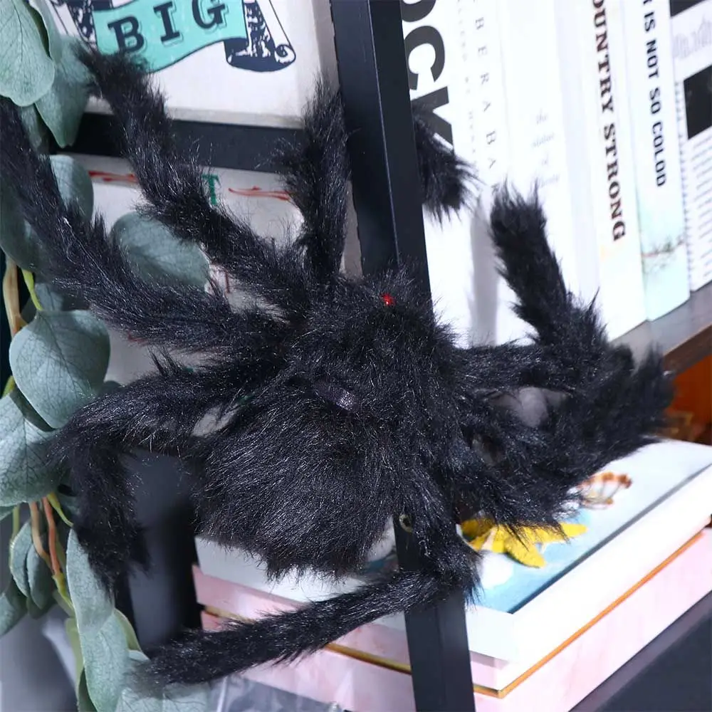 Super big Halloween DIY Ornament Spooky Decor Horror Giant Spider Black Plush Spider Artificial Spider Haunted House Decor