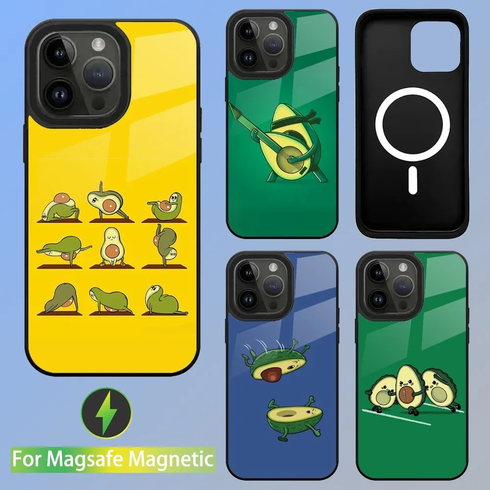 Cute Avocado Cartoon  Phone Case For iPhone 15,14,13,12,11,Plus,Pro,Max Mini Magsafe Magnetic Wireless Charging