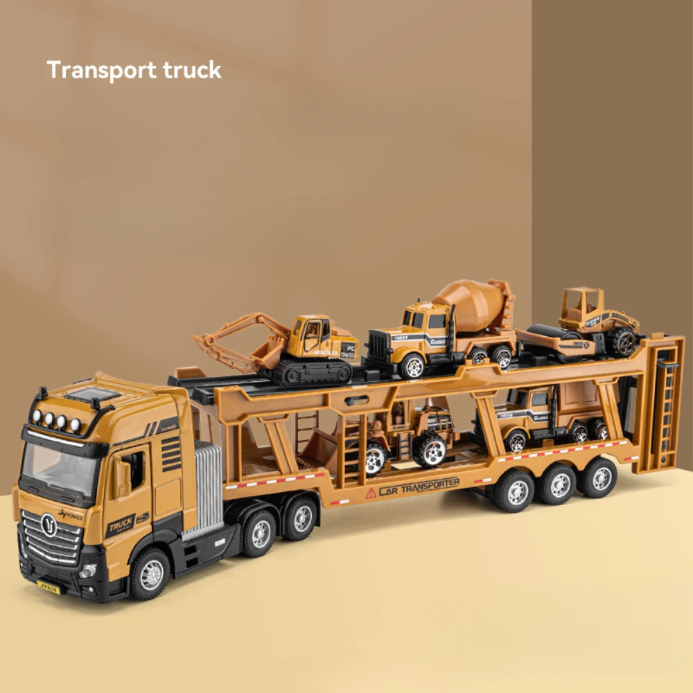 1:50 Alloy Engineering Set Diecast Toys Vehicles Tank Excavator Transporter Truck Model Pull Back Car Children Gifts