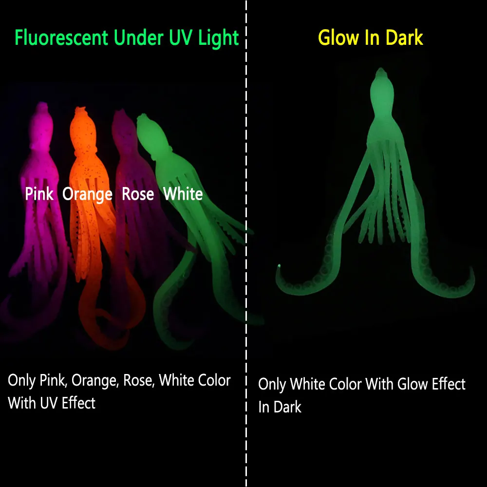 Bimoo 3pc 3.9g Glow UV Soft Octopus Squid Bait Floating TPR Material Pesca Wobbler Fishing Tackle Saltwater Snapper Fishing Lure