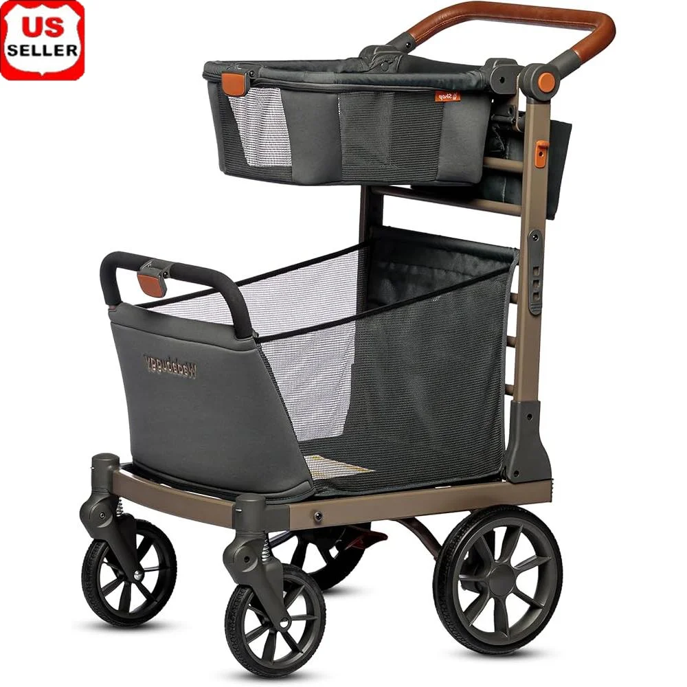 

Foldable Shopping Cart Lightweight Durable Utility Wagon Easy Maneuvering Wheels Portable Grocery Organizer with Drink Holders