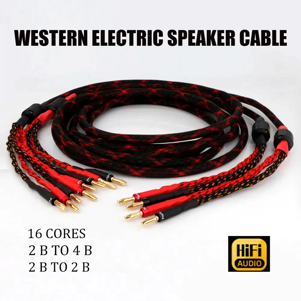 Pair HI-End Western Electric Speaker Cable 16 cores HIFI Audiophile Cable High Purity Copper Loudspeaker Wire Audio Extend Wire