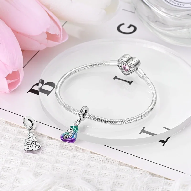 

Бусины Motherly Love с единорогом, оригинальные бусины из стерлингового серебра 925 пробы, подходят оригинальные подвески 925, браслет, бусины, ювелирные изделия, подарки для женщин