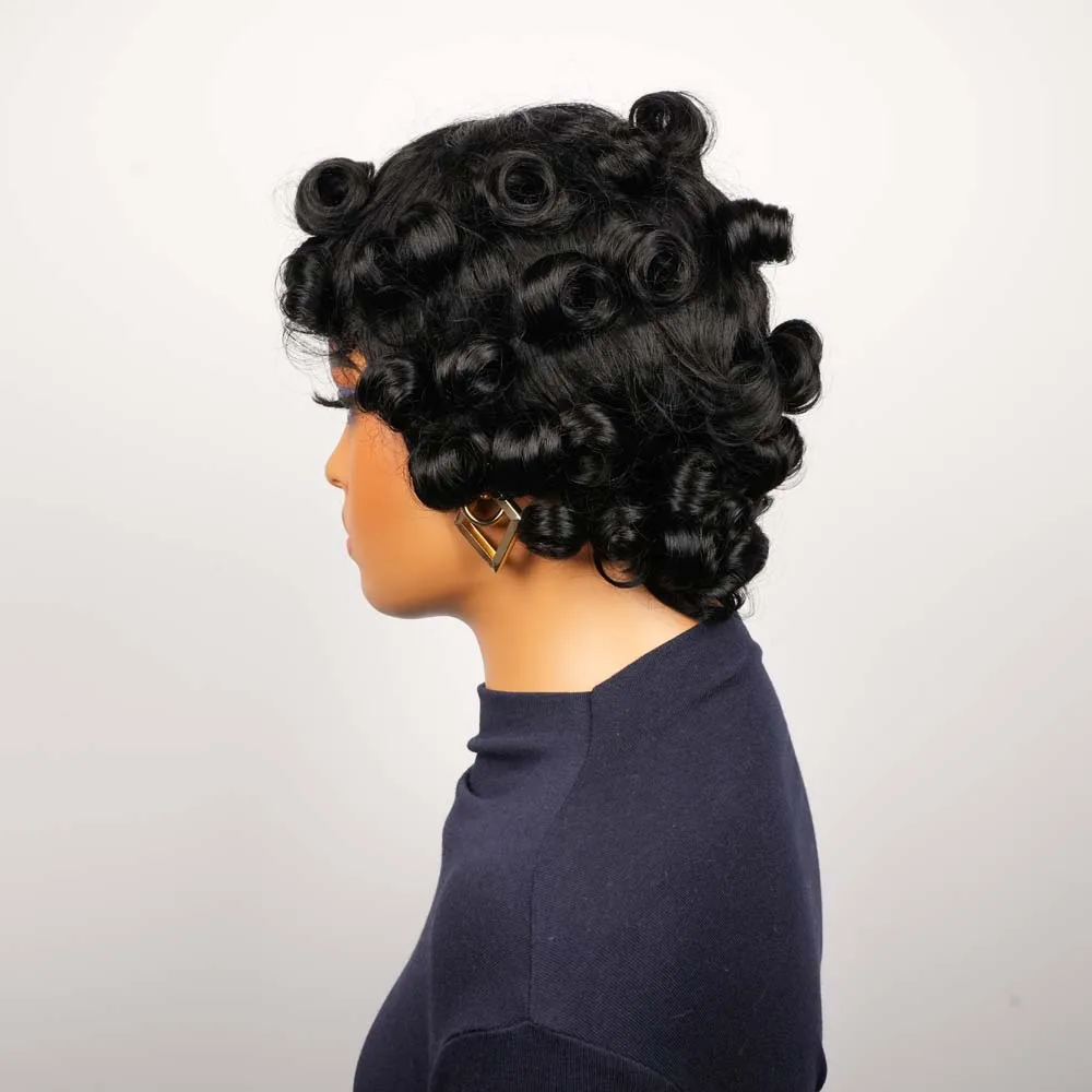 Кудрявый парик с стрижкой пикси, короткие надувные волны, человеческие волосы Remy с челкой, натуральный цвет, машинная работа, многослойная прическа, парик для ежедневного использования