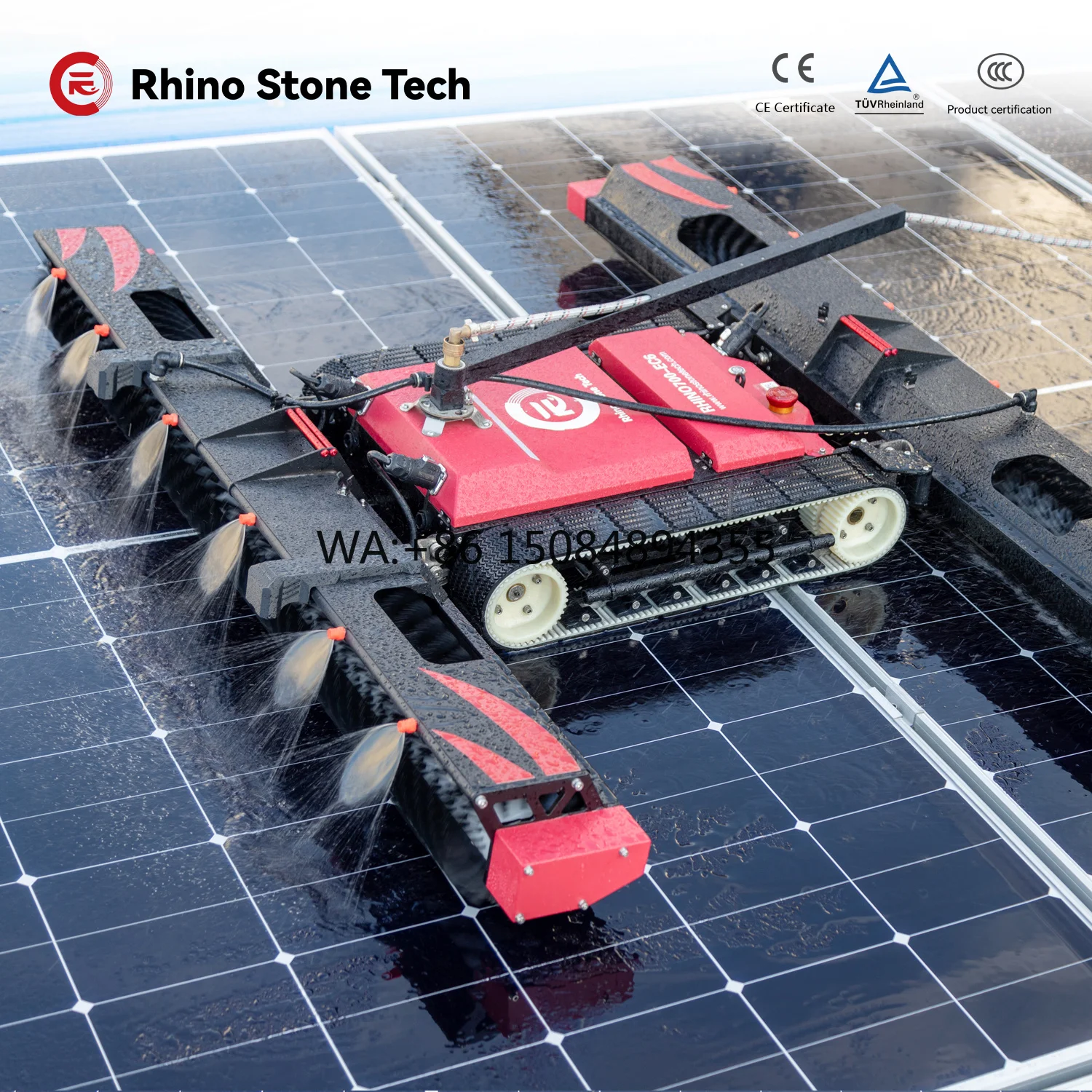 Robot de nettoyage de panneaux solaires à batterie lithium, machine de nettoyage de panneaux photovoltaïques efficace et performante avec fonction de télécommande