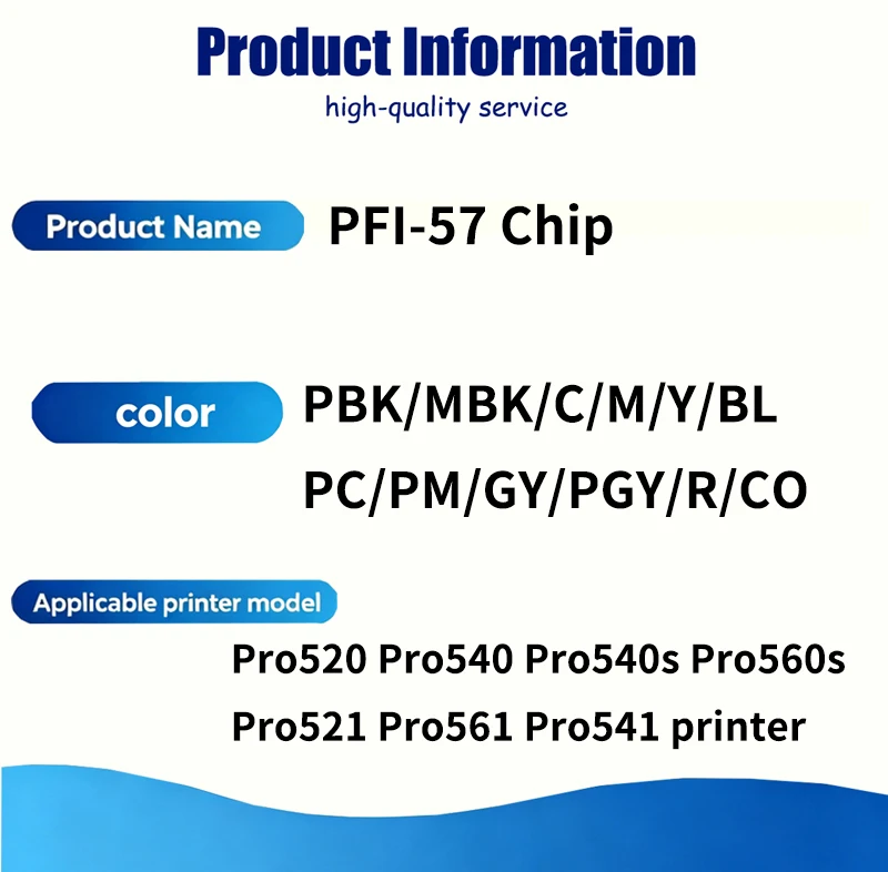 700ml PFI-57 PFI57 PFI 57 Ink Cartridge One time CHIP Compatible For Canon Pro520 Pro540 540s pro560s pro521 561 541 printer