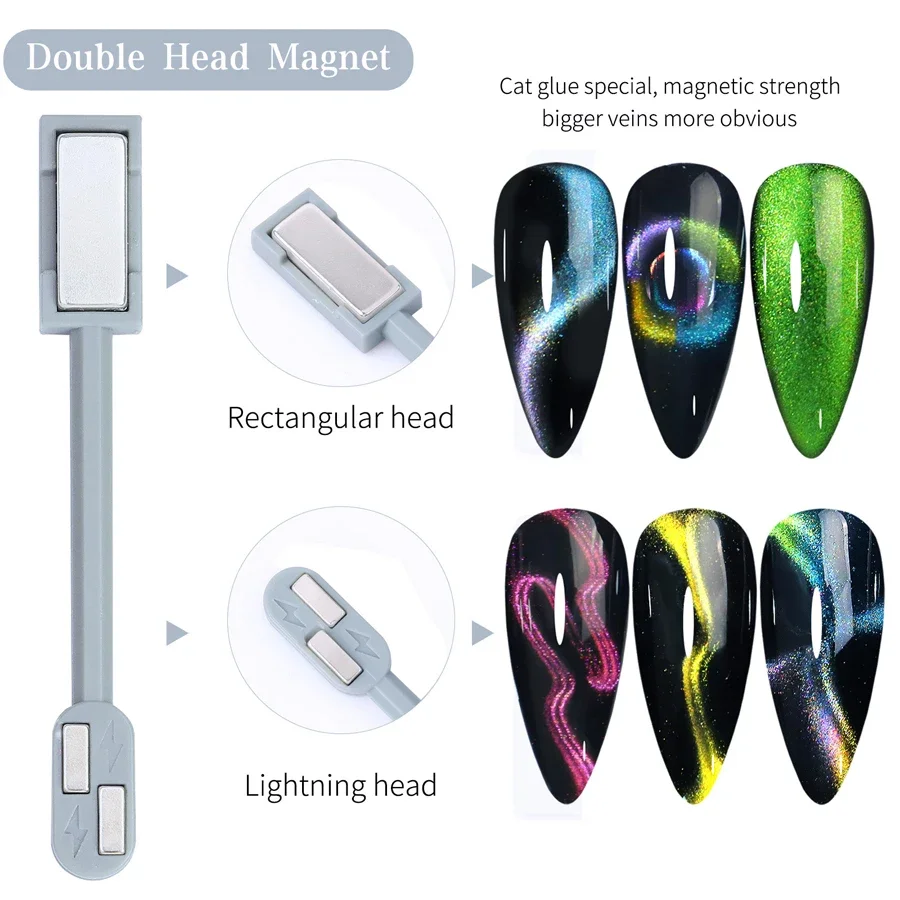 Dual-Ended Magnetic Strip Nail Art Tool Lightning Strong Cat Eye Gel Polish Magnet for Creative Nail Design