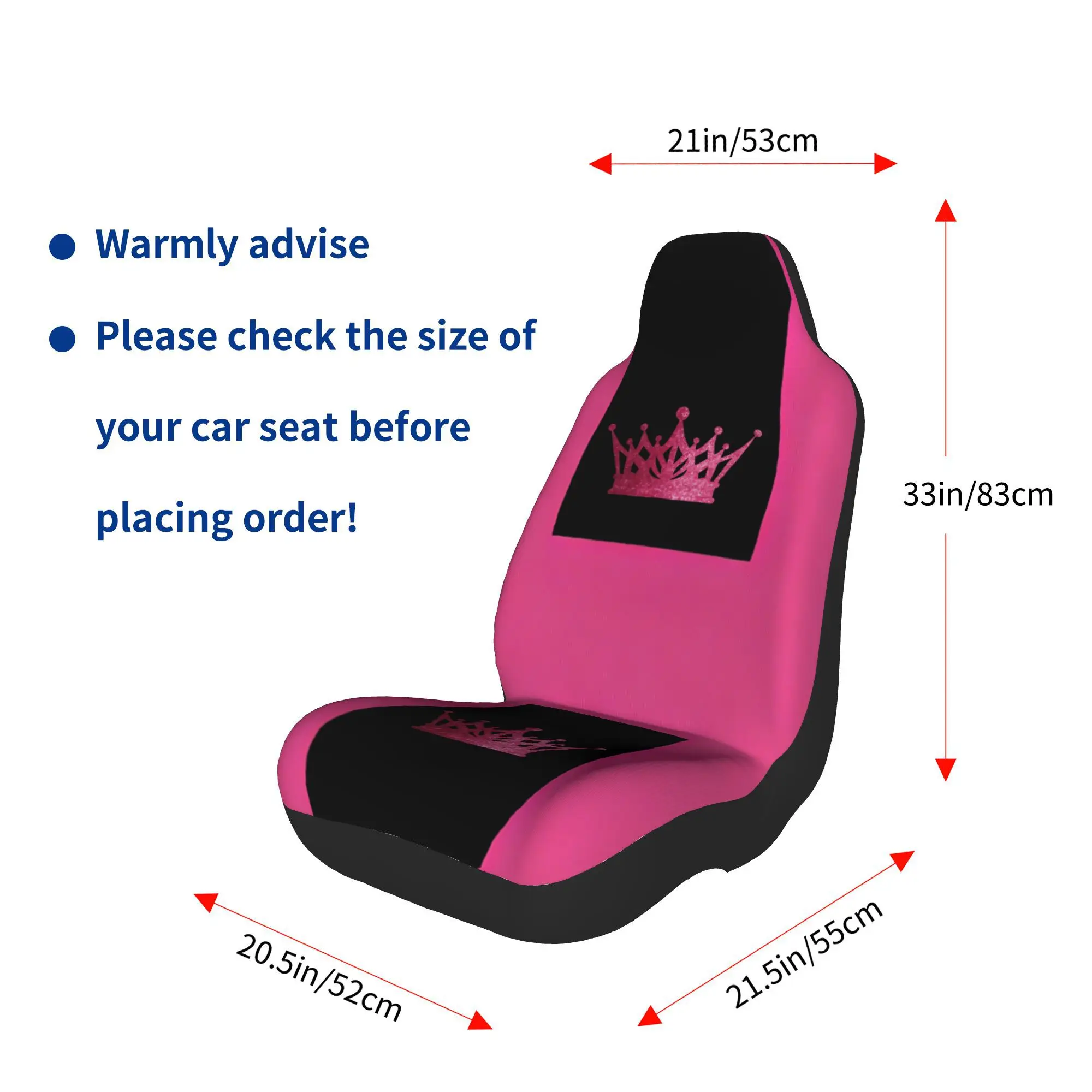 2pcs Magenta Colored Letter H Fashion Printed Car Seat Cover Universal Front Auto Seat Protector Breathable Anti-Slip Dustproof