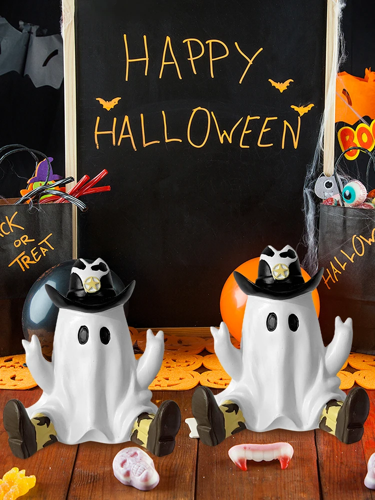 Cowboy Specter Statue Ornaments with Boots Resin Ghost Craft Ornament Funny Specters Ornaments for Home Kitchen Fireplace