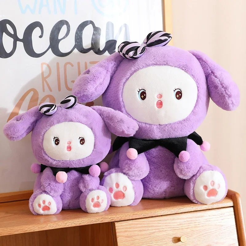 25-60cm Fluffy Magic Rabbit Sitting Doll Plush Toy Fantastic Long Plush Dressed Cosplay Female Bunny Lop Huggable Plushie Gift