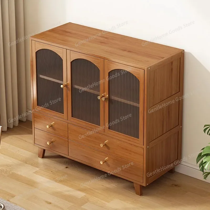 Meuble de salon de luxe en bambou avec tiroirs, organisateur multifonctionnel, meuble TV nordique, commodes design pour chambre, vitrine