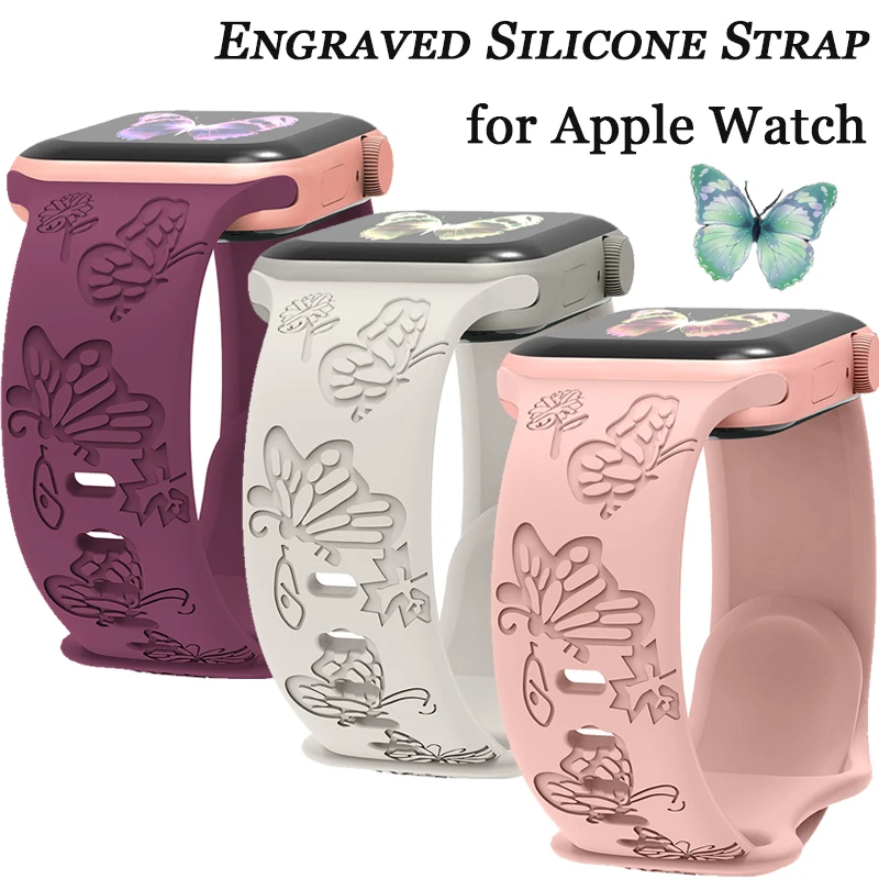 Cinturino inciso per cinturino Apple Watch ultra 49mm 44 40mm 41 45mm 38 42mm cinturino in Silicone Solo Loop per iWatch Series 8 7 6 5 4 SE 3