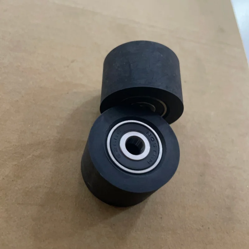 4Pcs soft rubber wheel  roller  conveyor belt stopper wheel  rubber embedded with dual bearing guide wheel flat pressure wheel