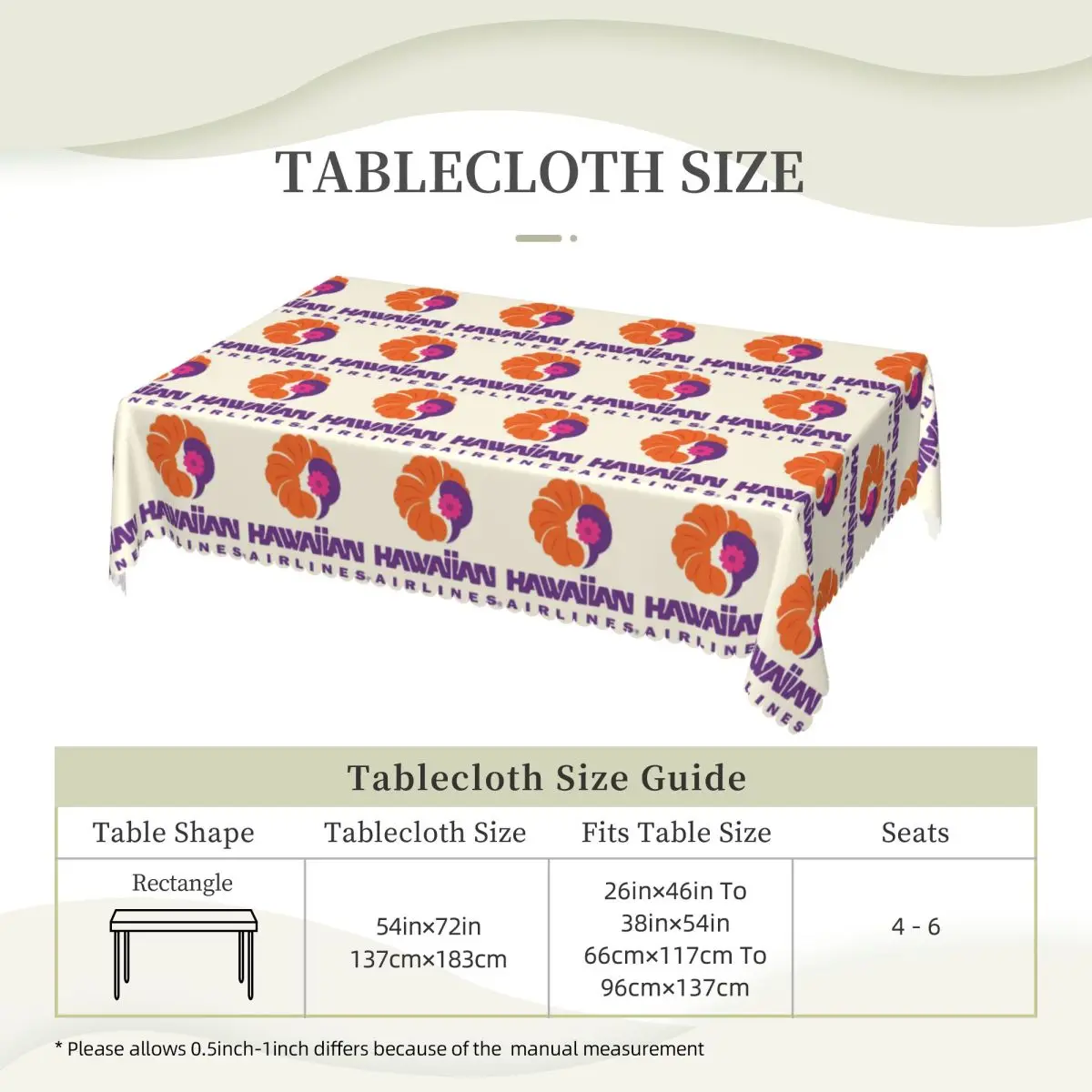 Hawaiian Airlines Herc Travel End Of Southern Summer Sale Customized Rectangular Tablecloth Table Cover for Festival Table Cloth