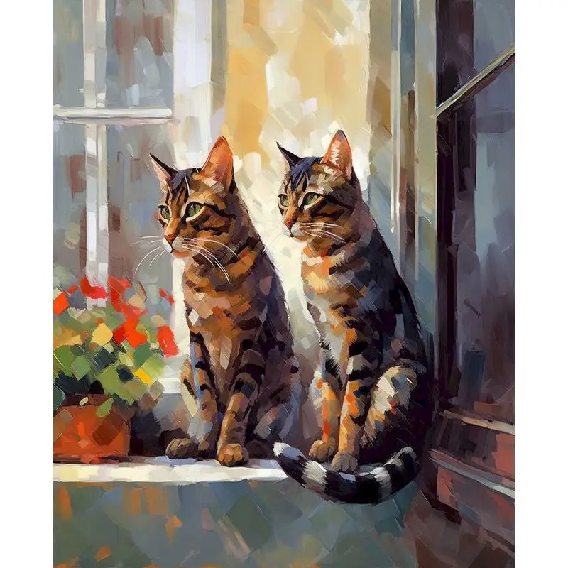 

RUOPOTY Painting On Numbers Bathtub Reading Cat Easy Hand Drawn Picture Paint Handmade Gift Art Diy Crafts For Interior Home Dec