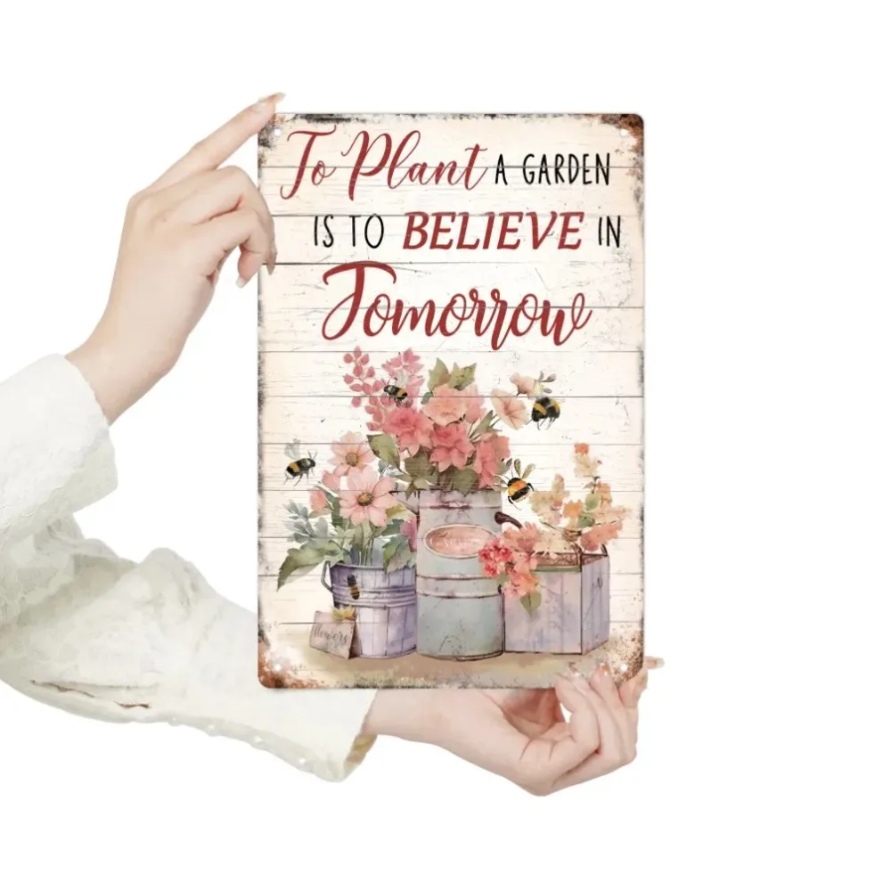 ديكور فني جداري لحديقة المنزل، لافتة نباتات الزهور الملهمة غدًا لمتجر بائع الزهور في الفناء الخلفي #1