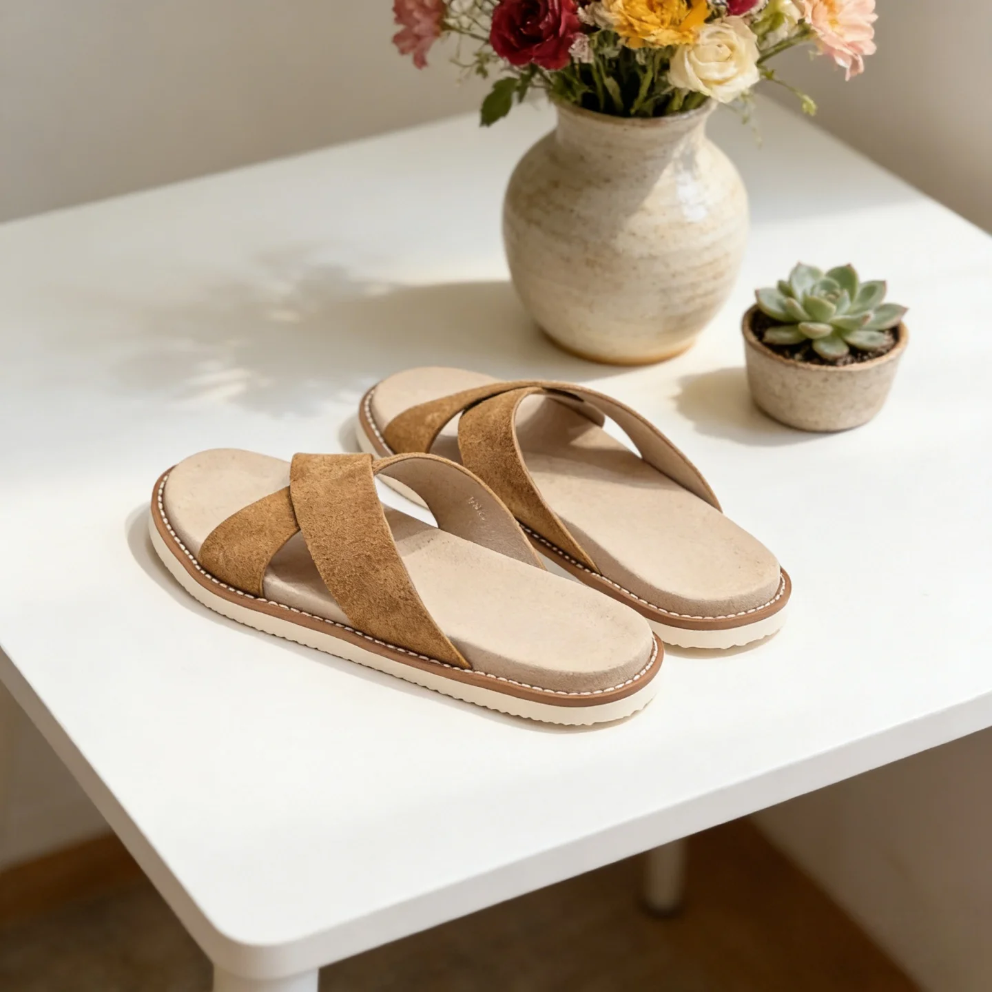 

Luxury Brand Genuine Cowhide Leather Slippers Holiday Gifts Handmade Men's Shoes Home Outdoor Sandals Indoor Outside Beach Shoes