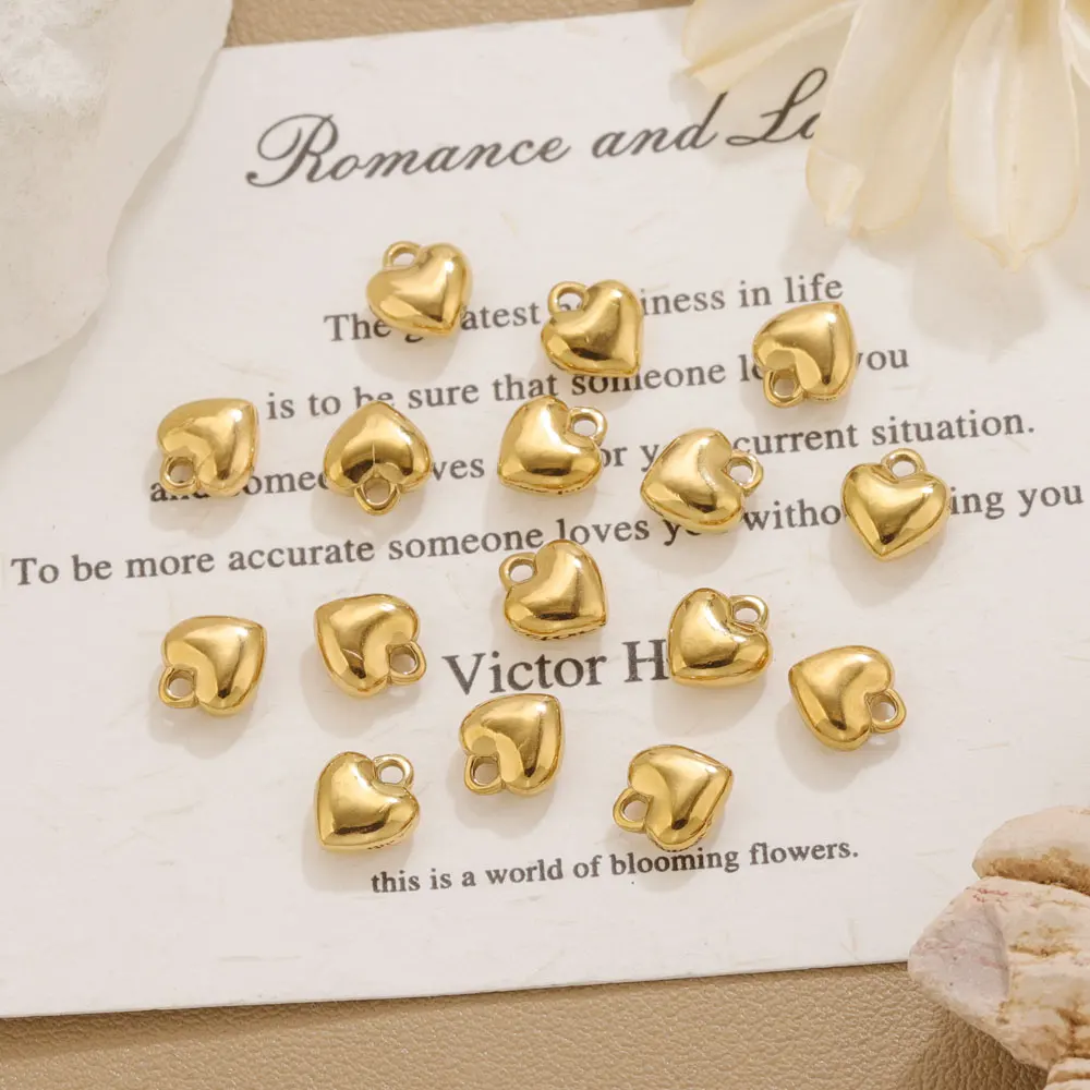 20 Stück Edelstahl-Herzanhänger für die Schmuckherstellung, PVD 18k vergoldet, Liebesanhänger, DIY-Halsketten- und Armbandzubehör, Großhandel – Detail 6