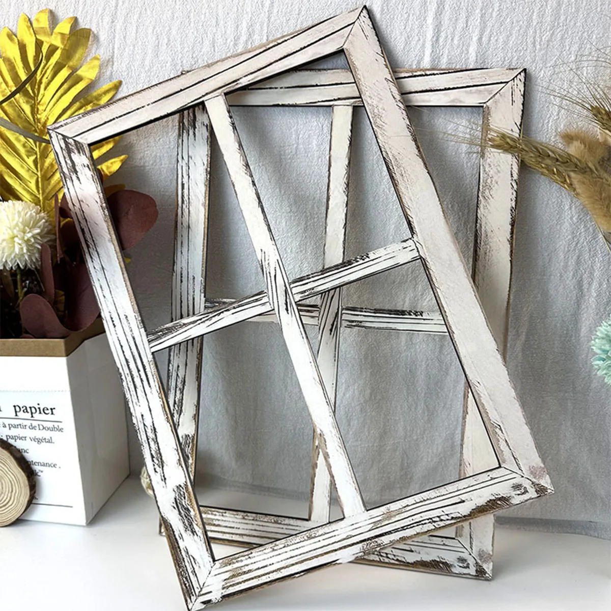 

Rustic Window Frame Wall Decor, Wooden Farmhouse Wall Decor, Home Decoration for Entryway Living Room Bedroom, Not for Pictures