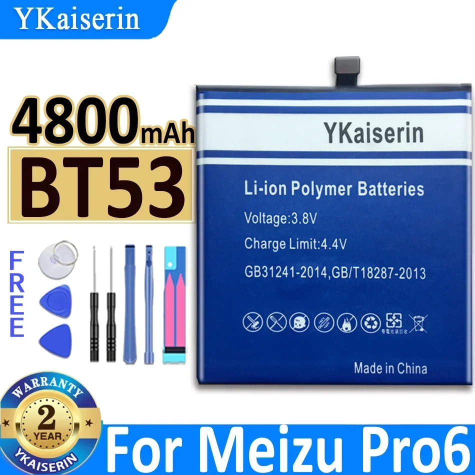 YKaiserin Battery BT53 BT53S For Meizu Pro 6 6S Pro6 Pro6S M570Q-S Mobile Phone Batteries + Free Tools