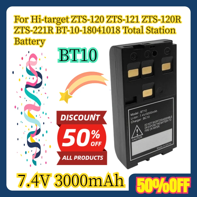 

7.4V 3000mAh For Hi-target ZTS-120 ZTS-121 ZTS-120R ZTS-221R BT-10-18041018 Total Station BT10 Battery