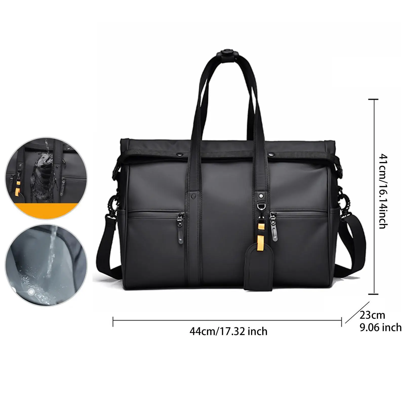 Business Trip Luggage Storage Bag Men Commute Handbag Portable Modern PU Travel Bag Shoulder Pack for Weekend Outdoor Fitness